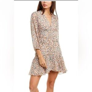 ALI & JAY Peach Multicolor Confetti-Print Ruffle Hem Mini Dress
